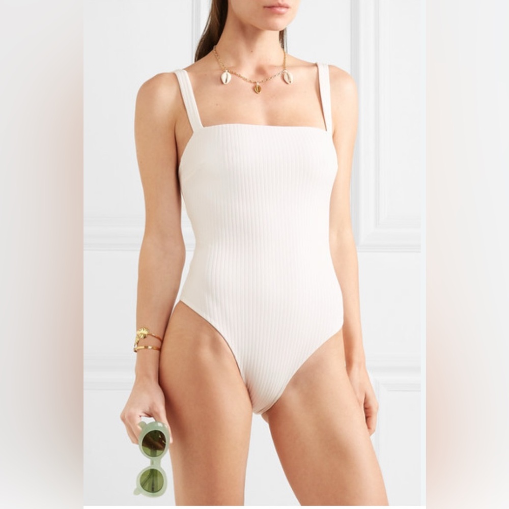SOLD Faithfull the Brand Phoebe White Ribbed One Piece Swimsuit NEW